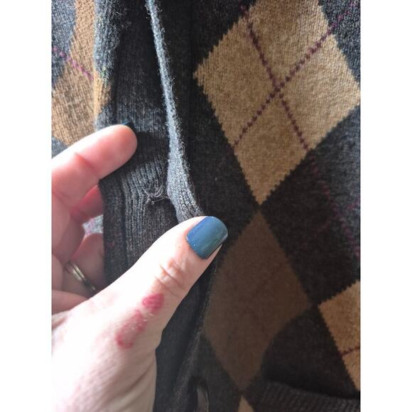 Vintage L.L. Bean argyle‎ wool cardigan sweater mens size large unisex HTF! - Picture 6 of 7